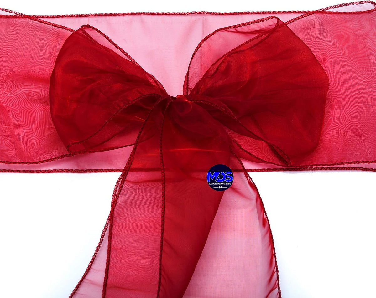 MDS Pack of 200 PCS Organza Chair Sashes Wider Dining Chair Bows Ribbon Tie Back for Wedding Party
