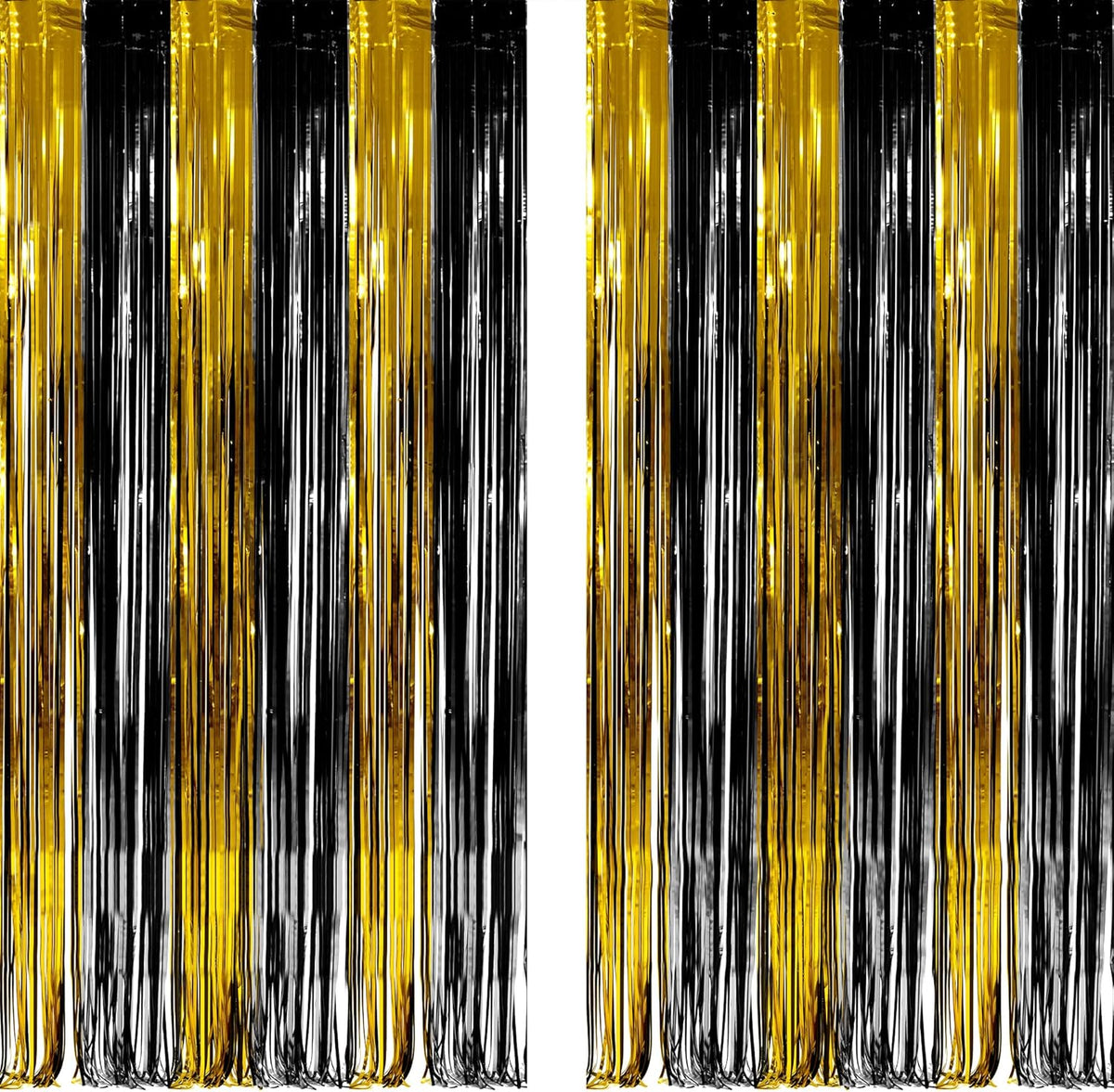 Black and Gold Party Streamers Decoration - GREATRIL Foil Fringe Backdrop for 2026