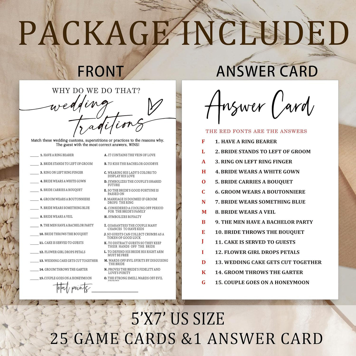 Fun Wedding Games Set - 25 Bridal Shower Games Cards, Engaging Bridal Party Entertainment for