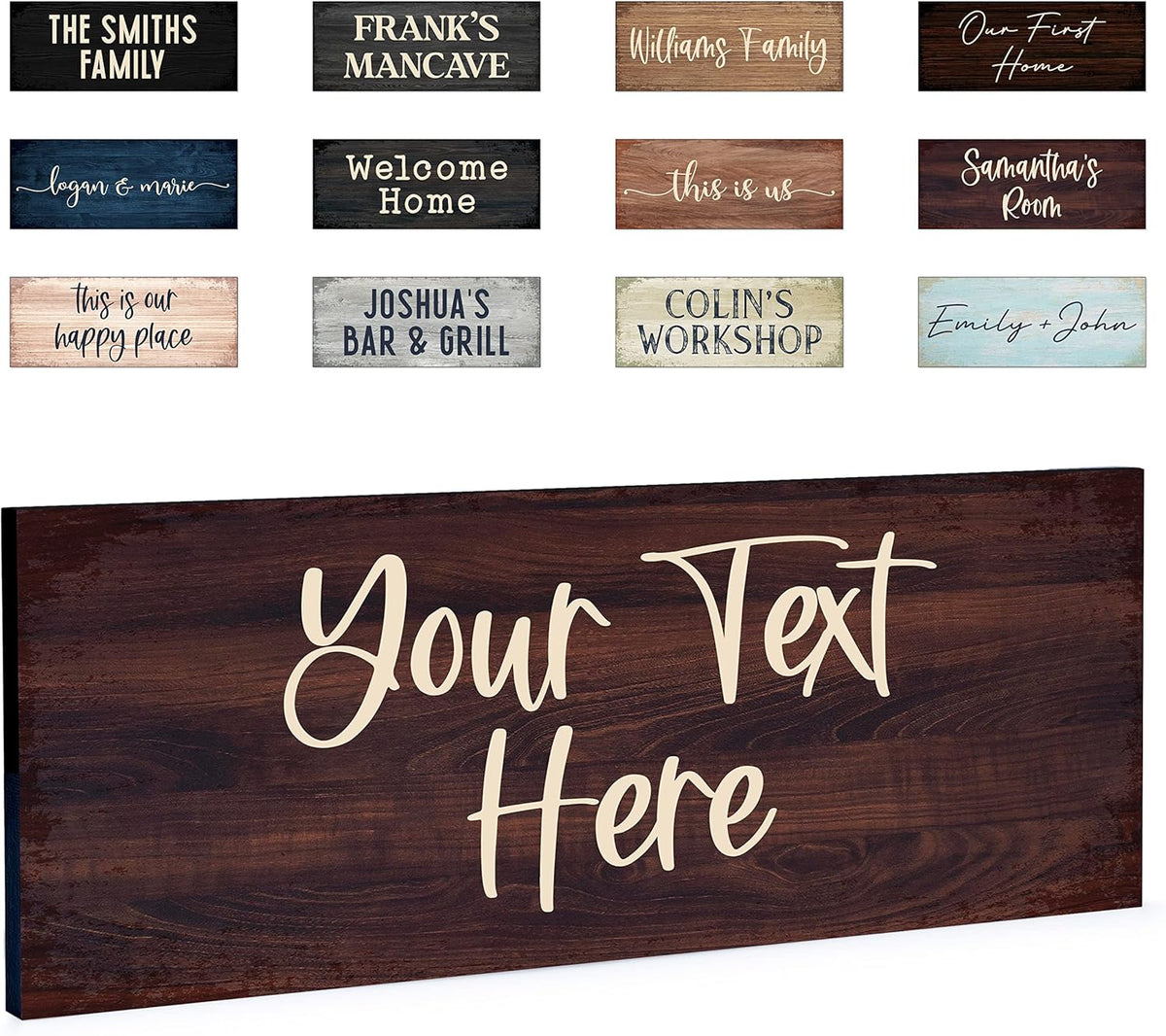 Personalized Signs for Home, Custom Sign with Any Text, 3 Sizes - 12 Background Options & 8 Fonts