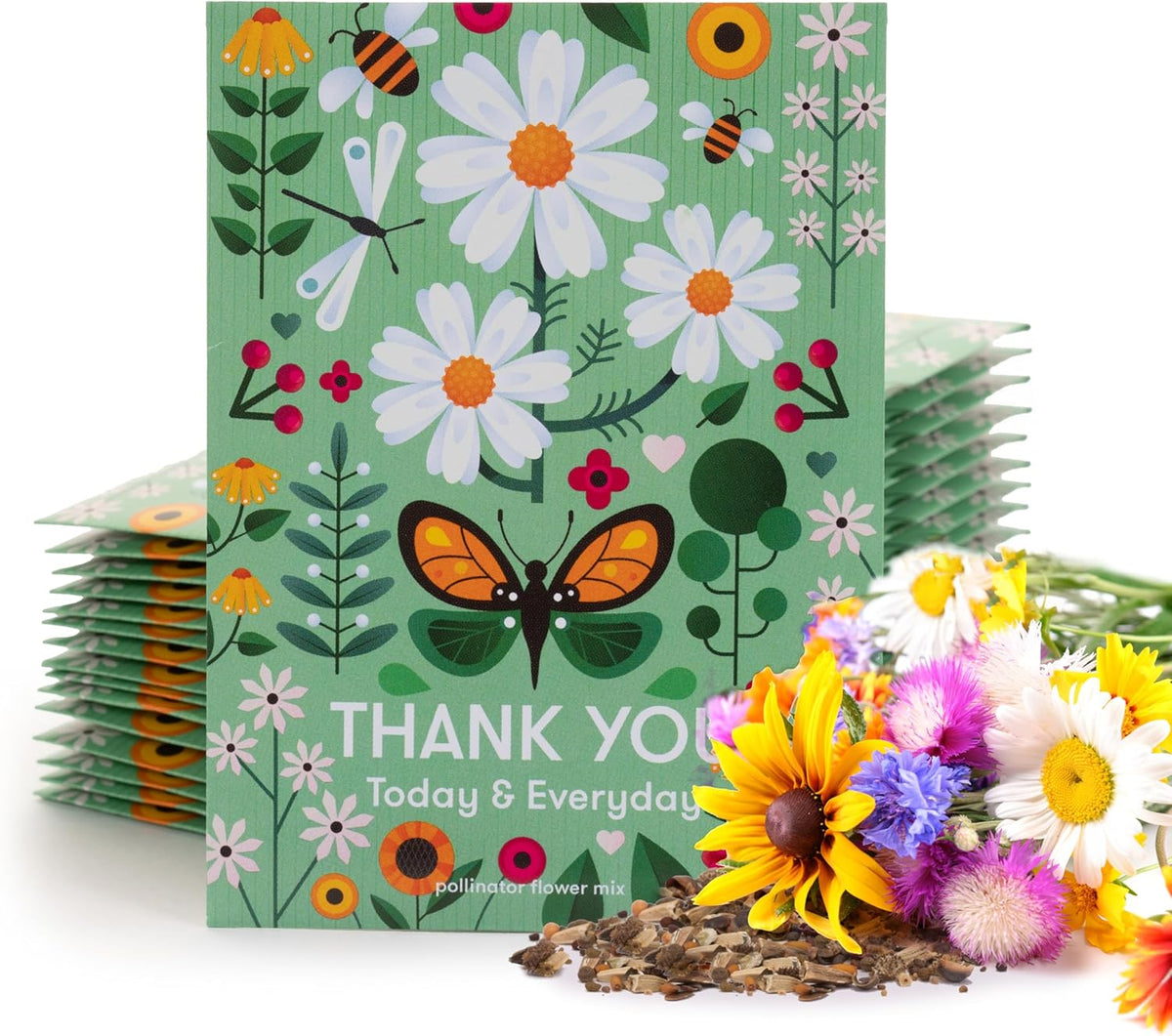 Bentley Seed Co. Thank You Packet - Pollinator Flower Mix - 25 Seed Packets - Perfect Eco-Friendly