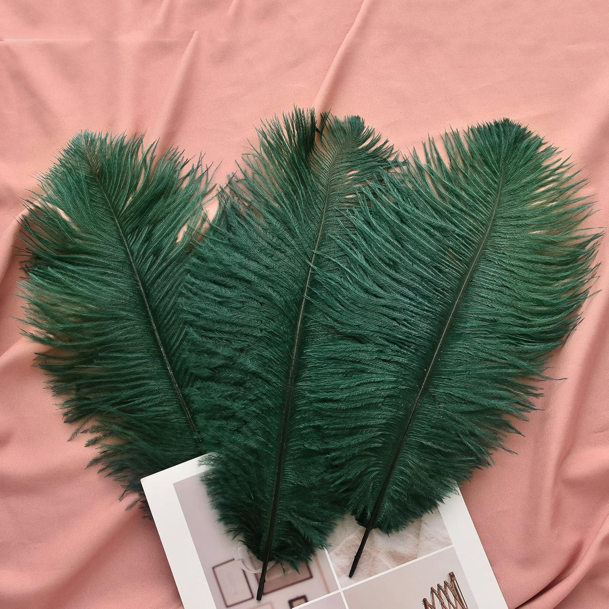 Ballinger Blackish Green Ostrich Feathers Bulk- 24pcs 12-14inch Big Feathers for Wedding Party