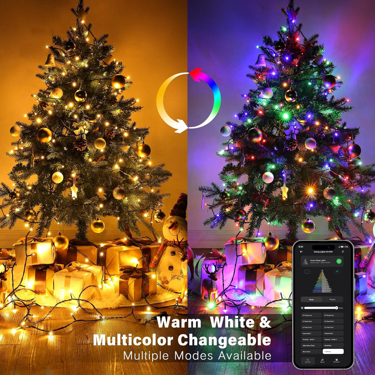 BrizLabs Smart Christmas Lights, 164ft 500 LED Color Changing Xmas Fairy Lights with APP/Voice