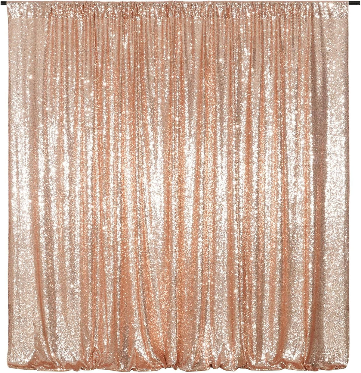 Poise3EHome Rose Gold Sequin Backdrop, 20Ft x 10Ft Glitter Photography Background Curtains for