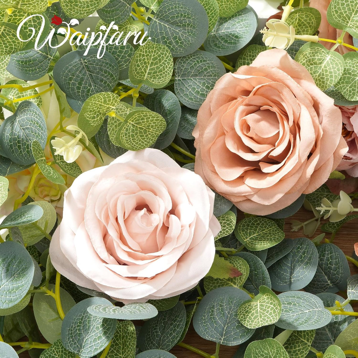 Waipfaru Fall Garland Decor, 6.07Ft Eucalyptus Flower Garland with Terracotta Flowers for Wedding