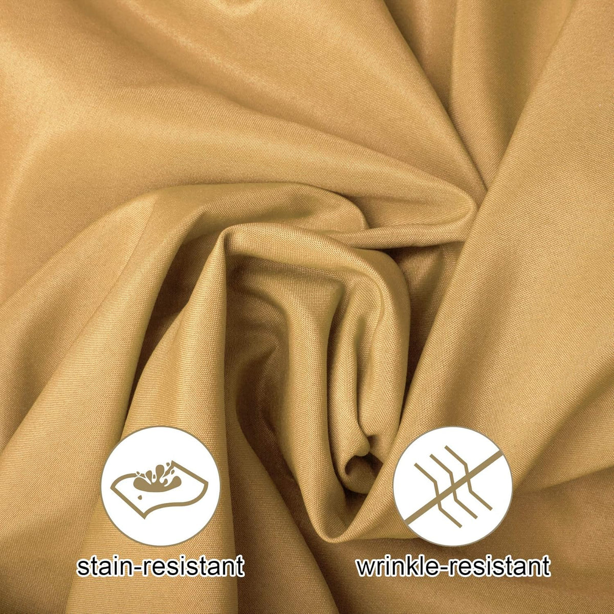 Ascoza 2pack 90 Inch Gold Round Tablecloth in Washable Polyester Fabric for
