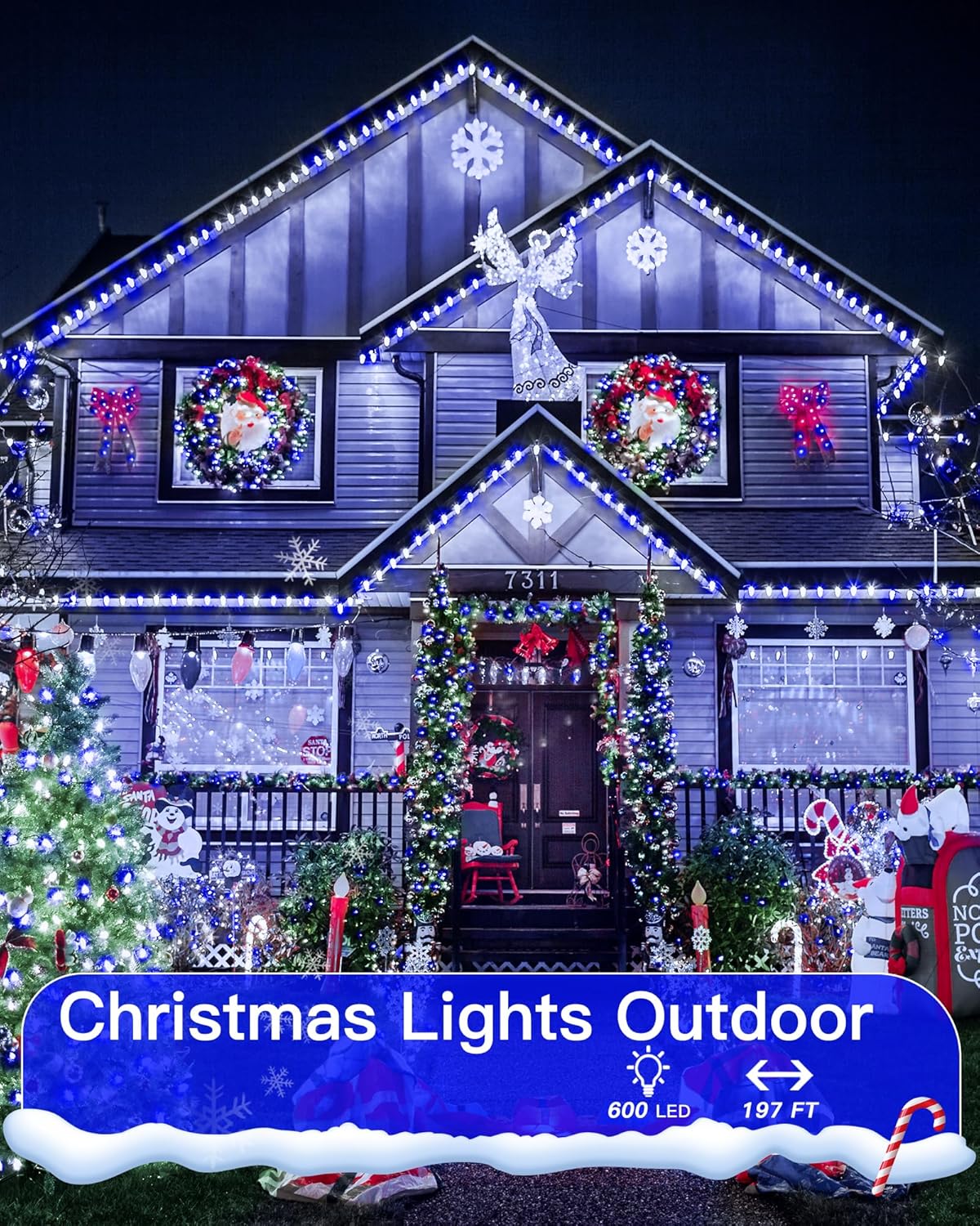 Christmas Lights Outdoor Waterproof, 196FT 600LED String Lights with Remote,8 Modes LED Lights Plug