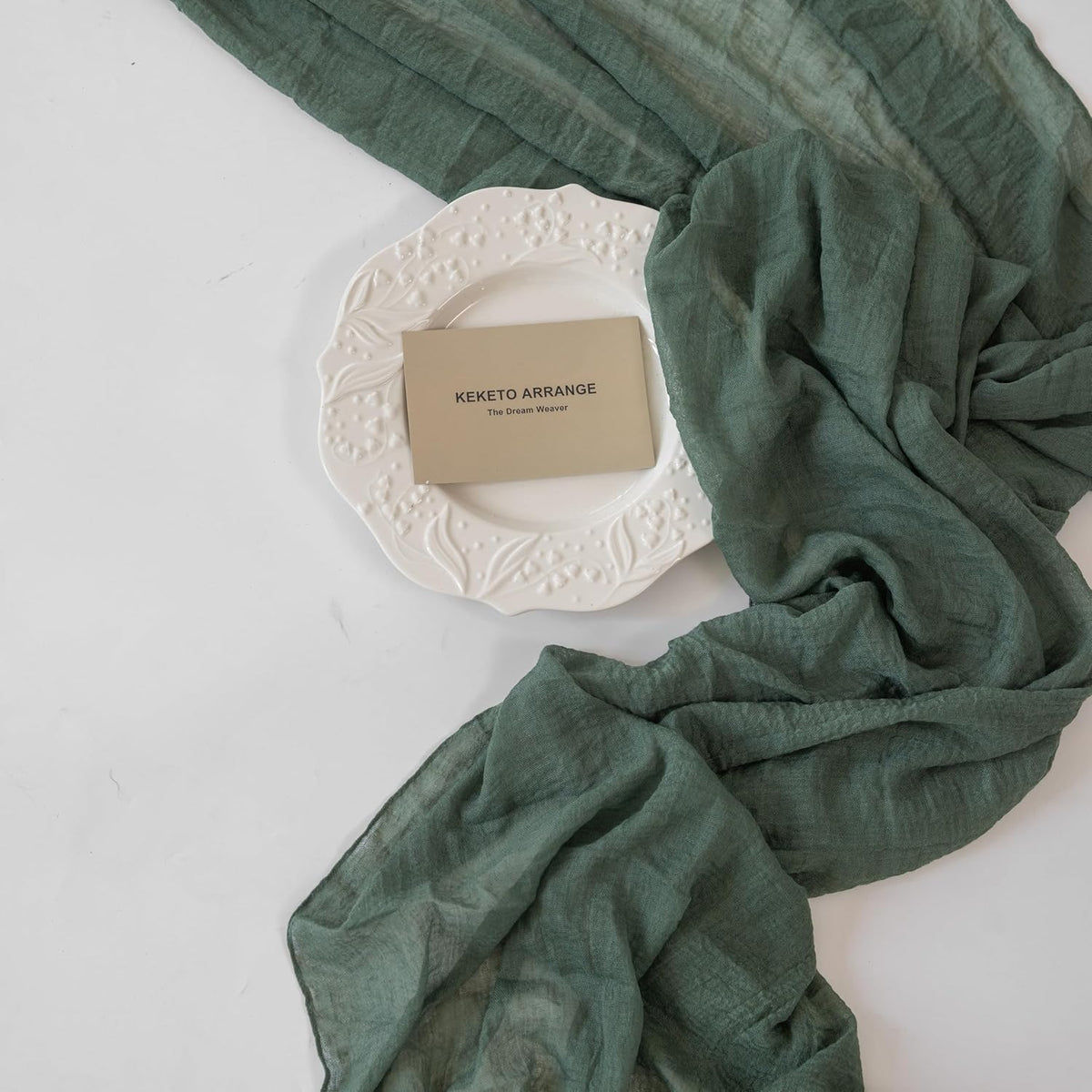 6Pcs Forest Green Gauze Rustic Cheesecloth Table Runner 120 Inch 10 FT for Wedding Baby Shower