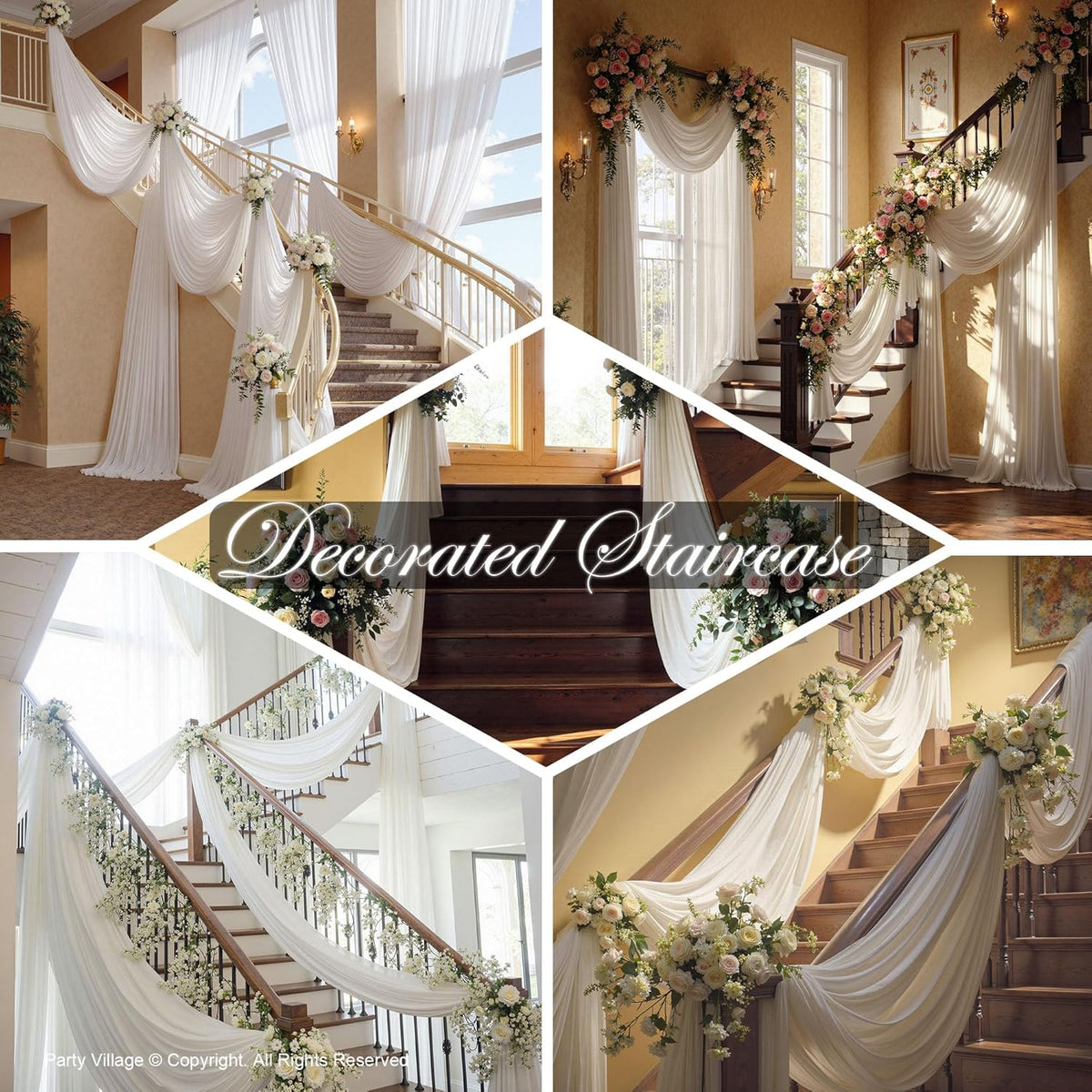 PartyVillage 2 Panels 5ftx30ft White Ceiling Drapes for Wedding Parties – 30 FT Extra Long Thick