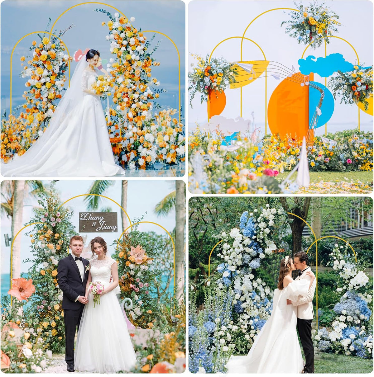 Wokceer Wedding Arch Backdrop Stand (7.2FT,6FT,6FT) Set of 3 Gold Metal Wedding Arch Stand for