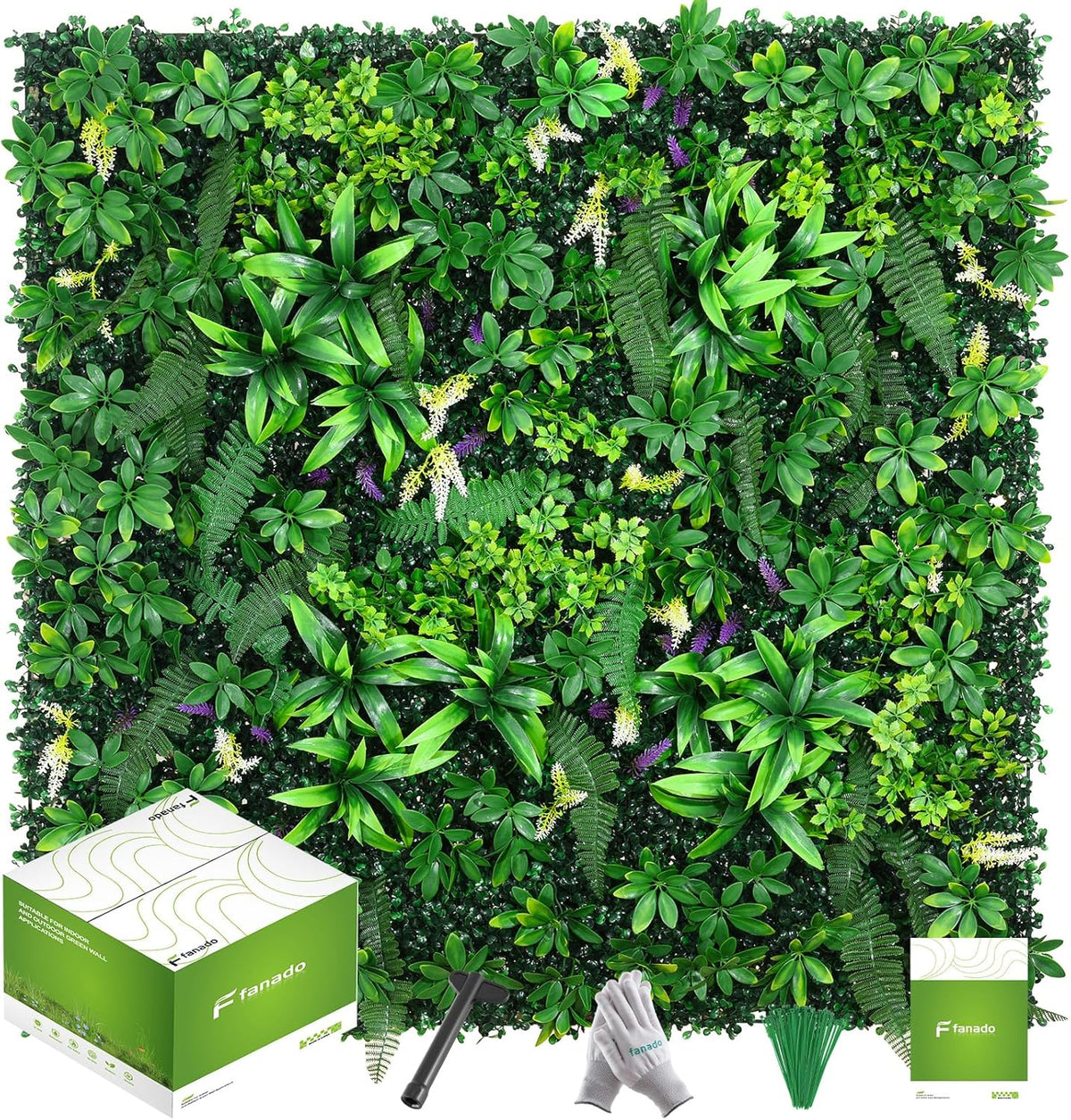Artificial Grass Wall Panels 20"x20"(6pcs), Hedge Green Wall Decor Backdrop, UV-Anti Fake Greenery