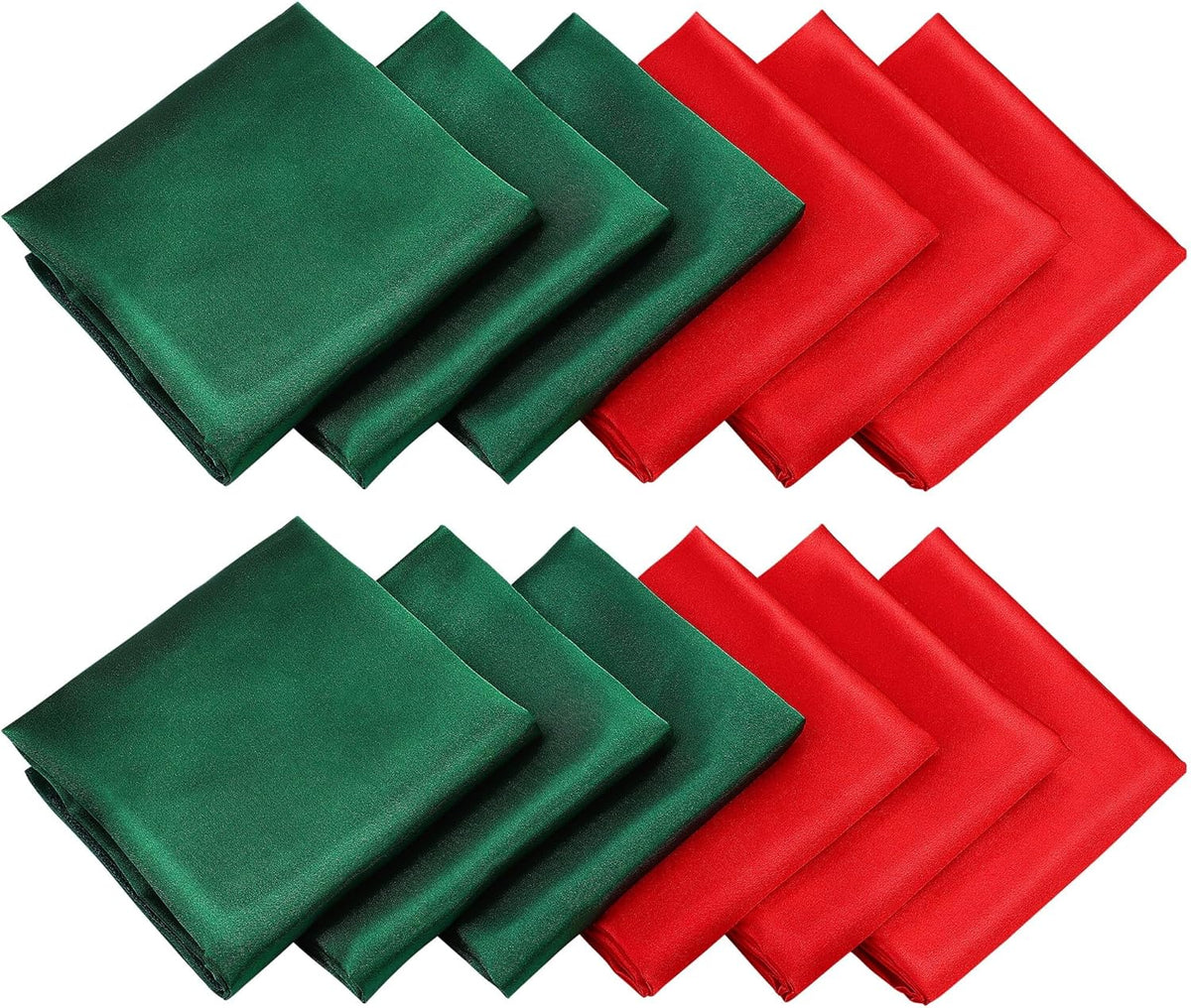 Aneco 12 Pieces Christmas Satin Napkins Soft Dinner Napkins Square Weddings Table Napkins 17 x 17