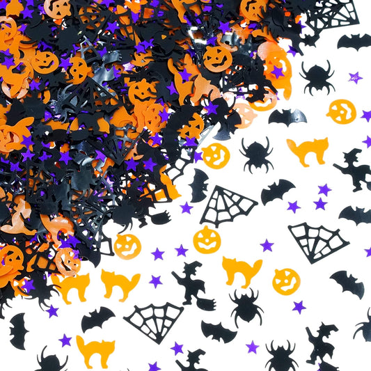 Halloween Party Table Scatter - Pumpkin Spider Webs Foil Metallic Sequins Confetti Trick or Treat