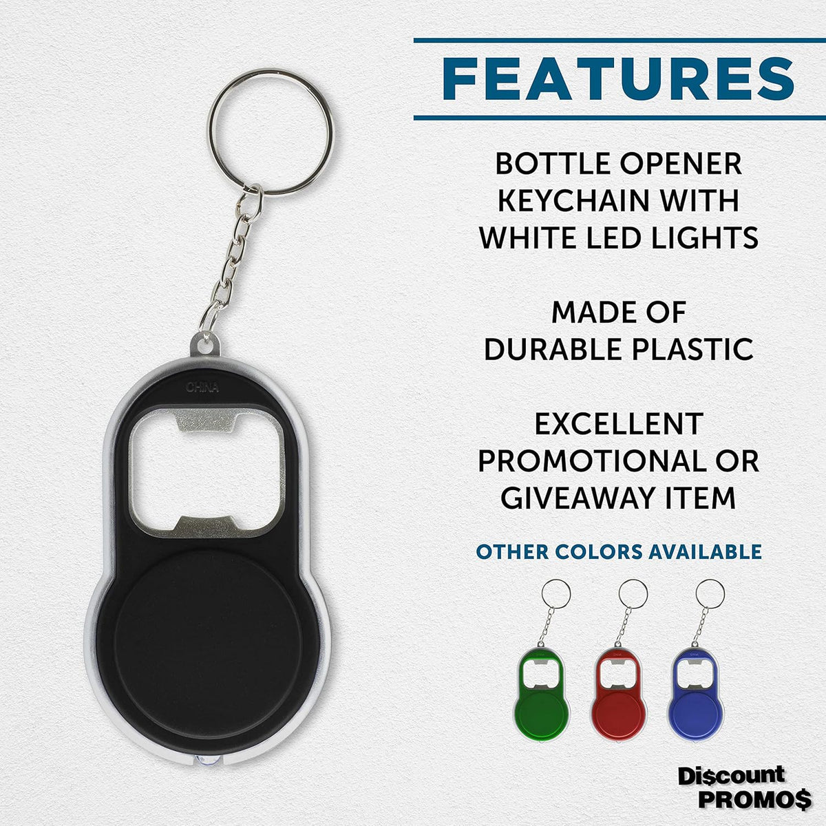 Bottle Opener & LED Keychains Set of 10, Bulk Pack - Perfect for Tradeshows, Party Favors, Other