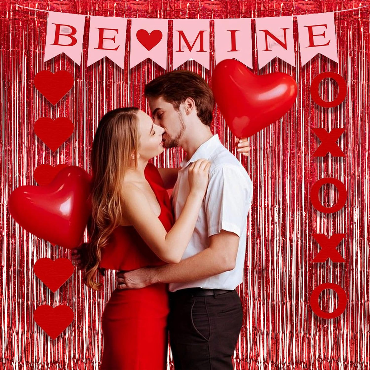 GREATRIL Red Fringe Curtains Party Streamers Backdrop Foil Tinsel Curtain Decoration for Stranger
