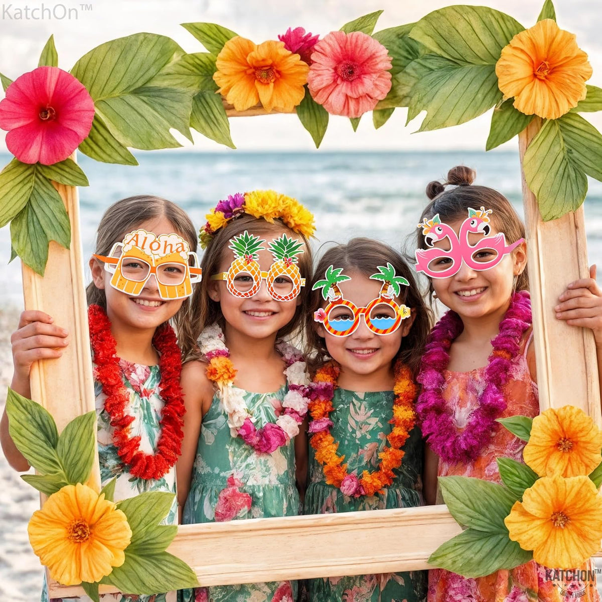 KatchOn, Luau Glasses for Luau Party Decorations - Pack of 12 | Luau Photo Booth Props, Hawaiian