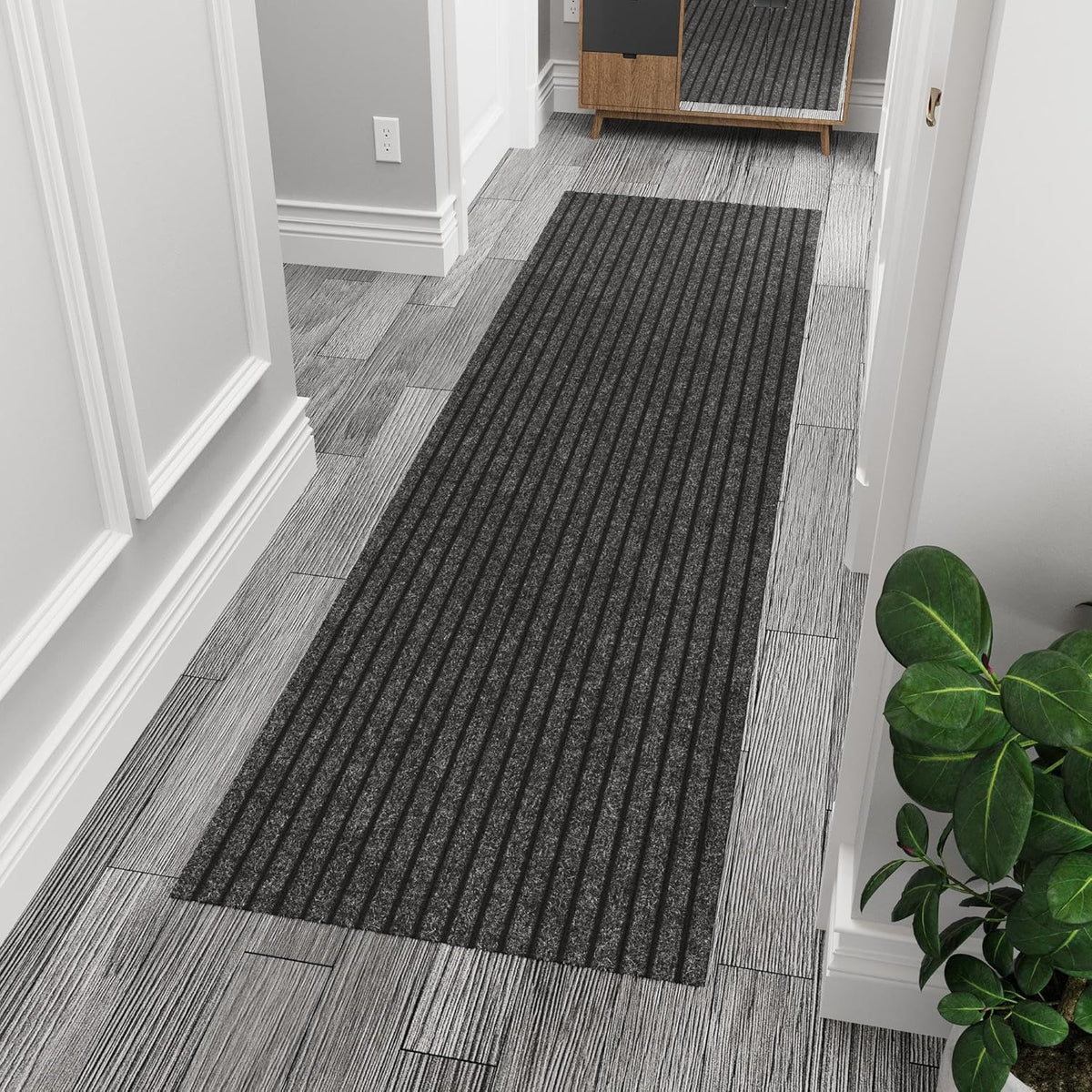 Ottomanson 2'7" x 8' Hallway Runner with Scraper Pile - Extra Durable Non-Slip Rug Mat for Indoor &