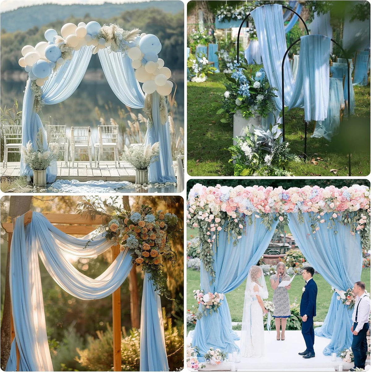 Wedding Arch Draping Fabric 1 Panel 28.7" x 20FT Baby Blue Sheer Chiffon Backdrop Drapes for