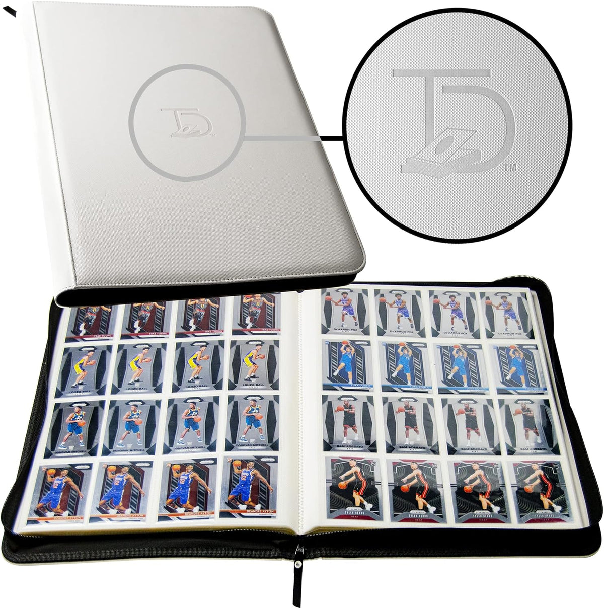 TopDeck TCG Binder - White, 16 Pocket Side Loading Card Binder, Compatible with Pokemon, Yu-Gi-Oh