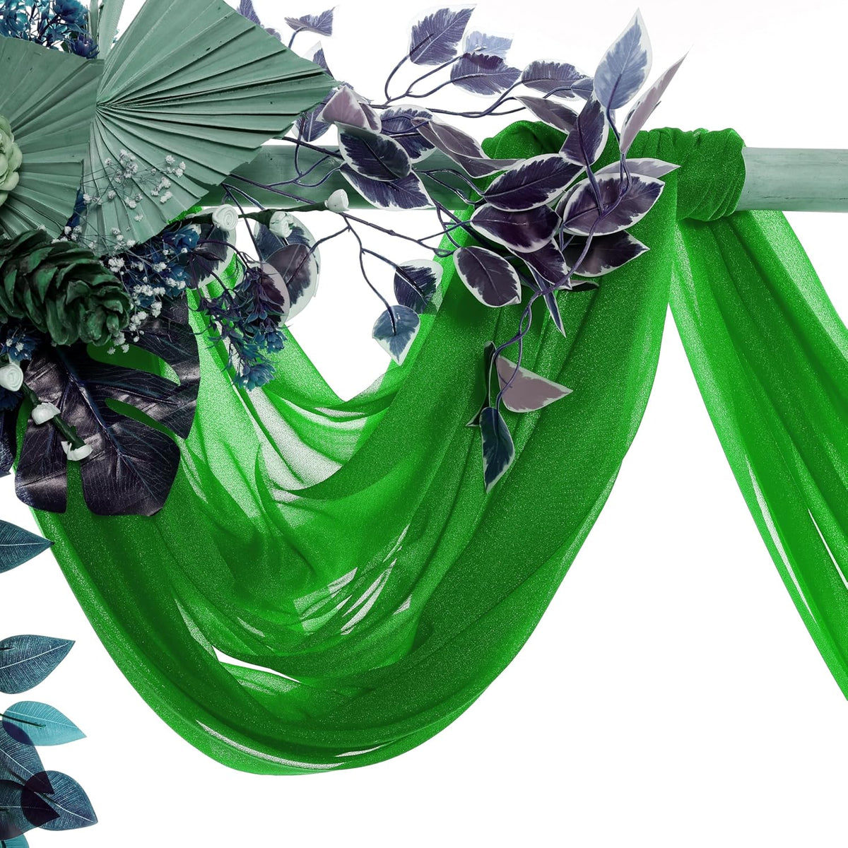 VDS Pack of 2 Panel (30 Inch X 30 Feet) Wedding Arch Draping Fabric Sheer Chiffon Fabric Drapery