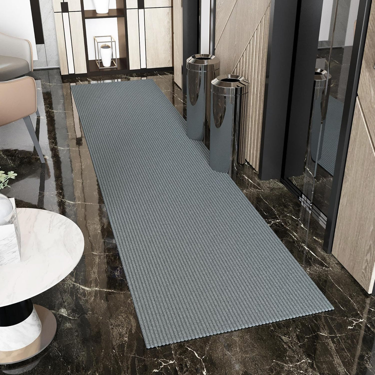 Ottomanson 2' x 22' Hallway Runner with Scraper Pile Extra Durable Non-Slip Rug Mat for Indoor &