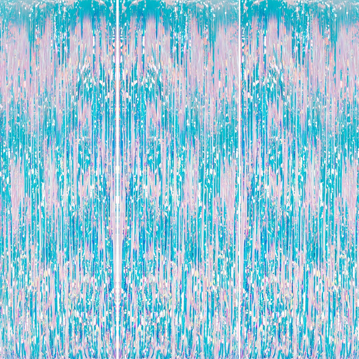 3 Pack Foil Fringe Backdrop - Iridescent Shiny Tinsel Curtains for Party Decoration/Photo Booth