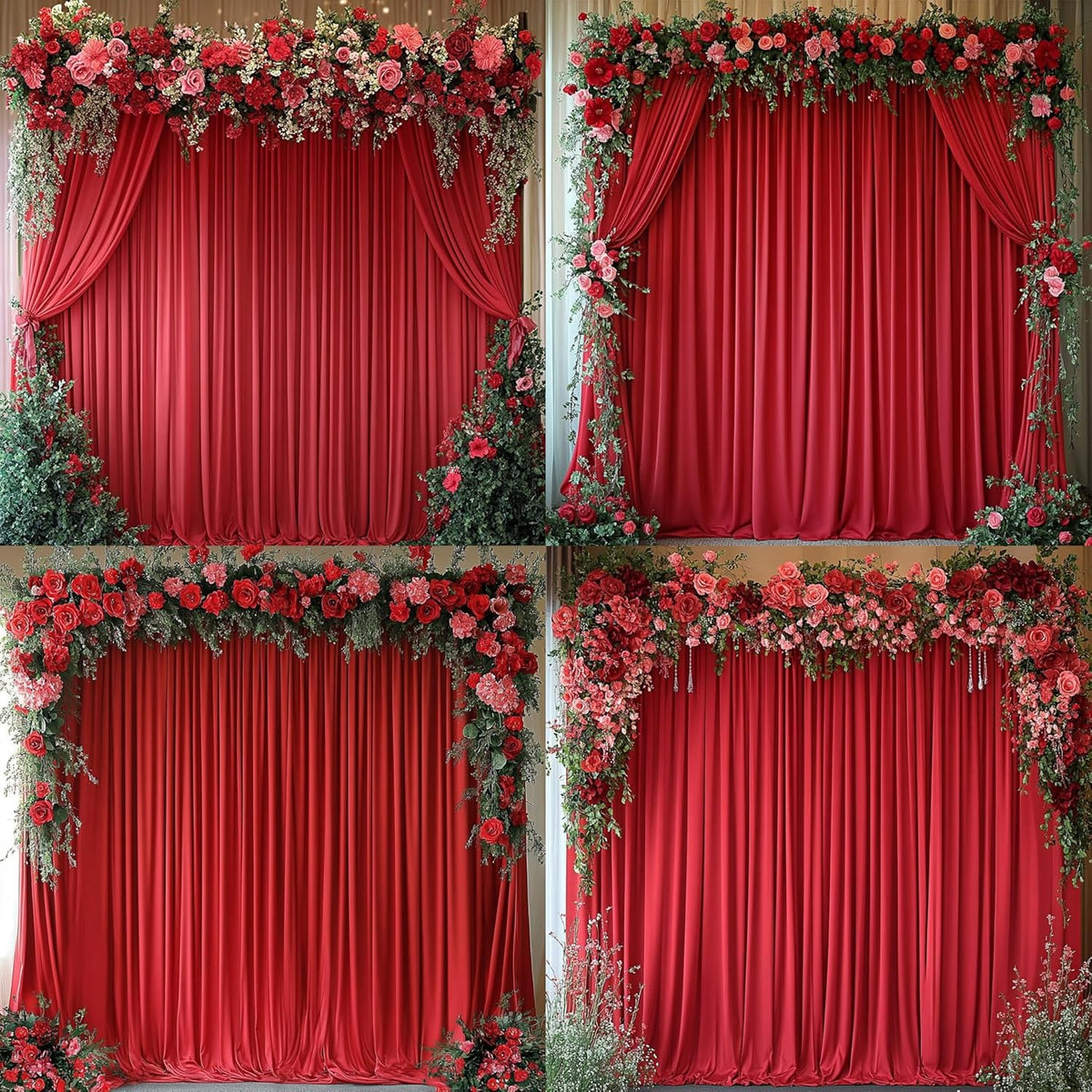 10 ft x 20 ft Wrinkle Free Red Backdrop Curtain for Parties, Polyester Photography Backdrop Drapes