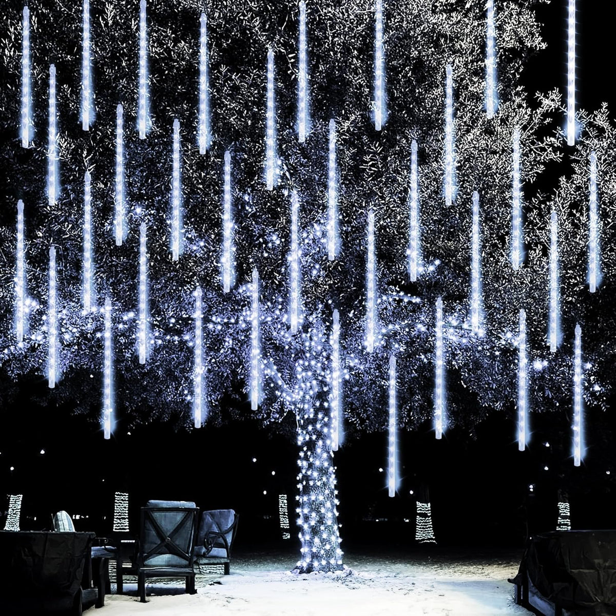 Dazzle Bright Christmas Lights Outdoor, 288LED Meteor Shower Rain Lights 12 Inch 8 Tubes