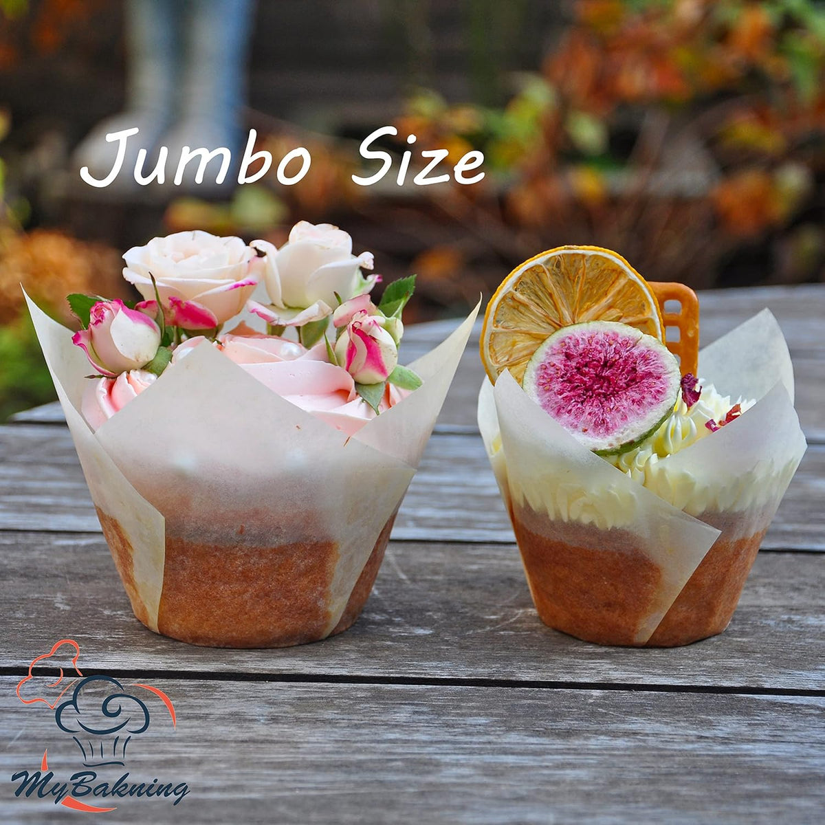 Jumbo Extra Large size White Tulip Baking Cups 2-1/4"(Base diameter) x 3-3/4"(Wall height)