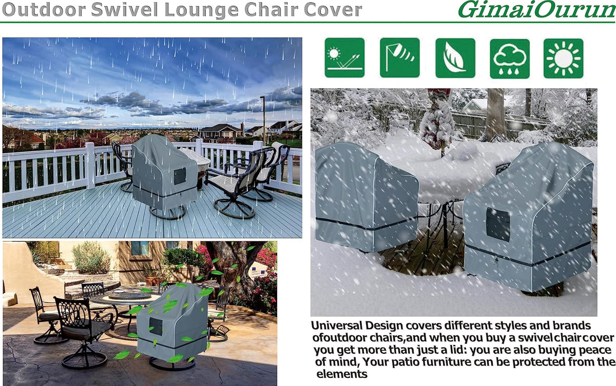 Outdoor Swivel Lounge Chair Cover 2 Pack, Waterproof Heavy Duty Outdoor Outdoor Lawn Patio