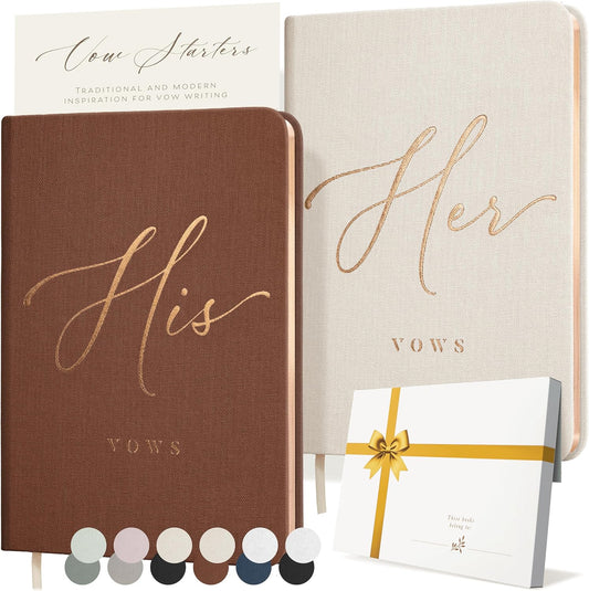 ARTESORI Vow Books His and Hers - Linen Wedding Vow Books Perfect as Bride & Groom Gifts, Wedding