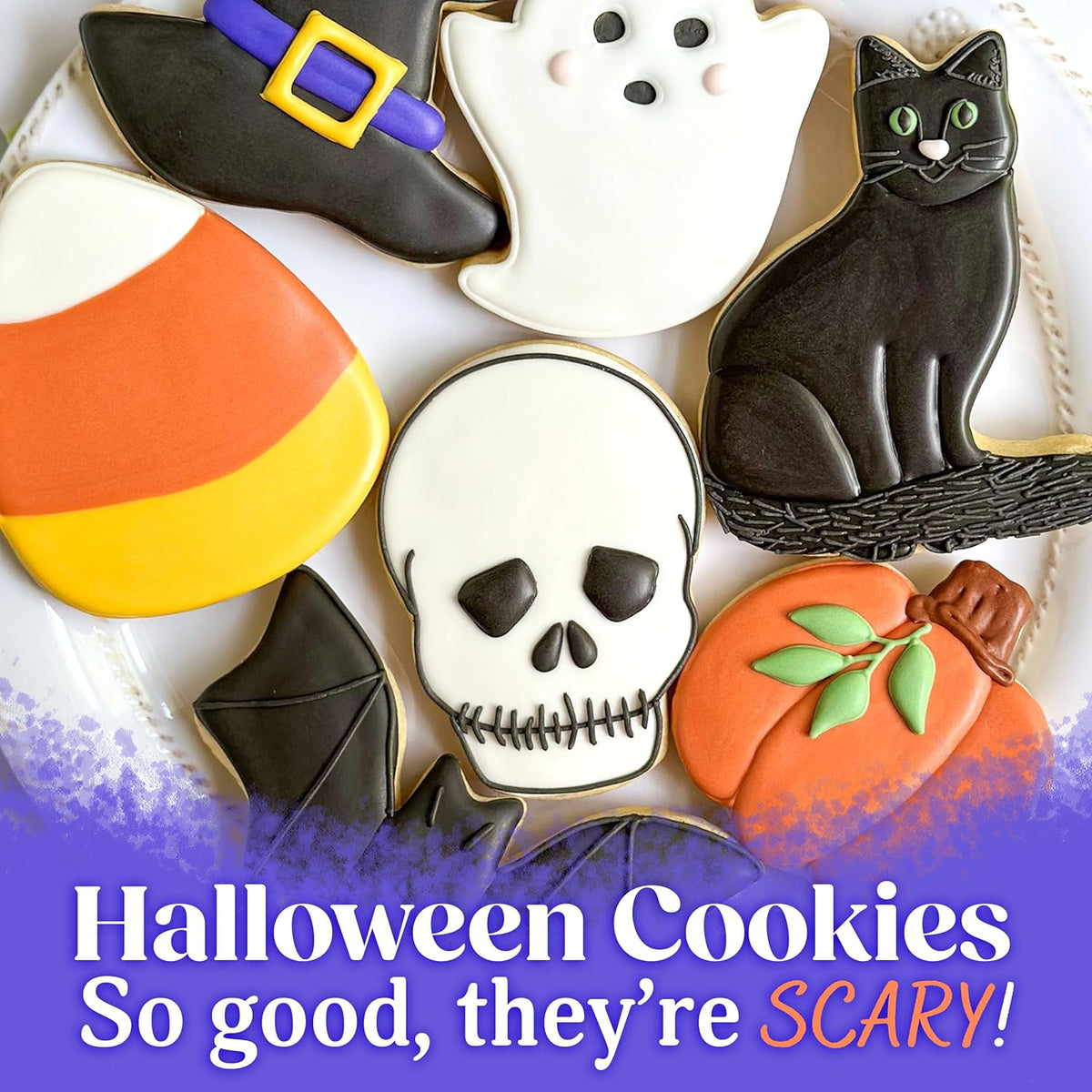 Ann Clark Cookie Cutters Halloween Cookie Cutters 7-Pc. Set Made in USA, Pumpkin, Ghost, Bat, Candy