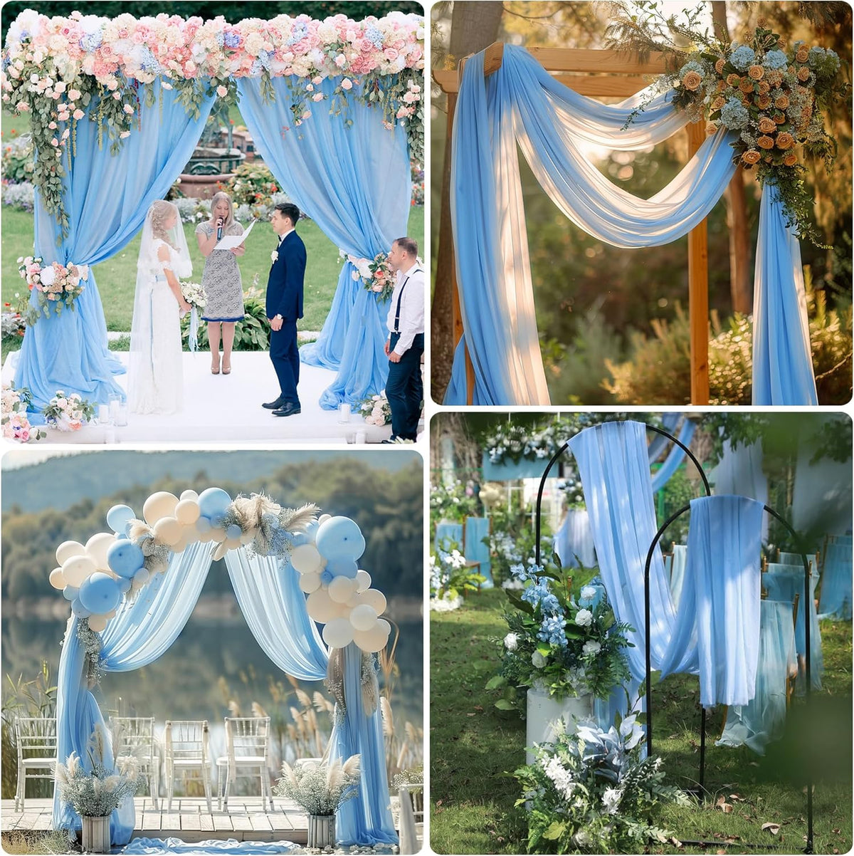 Wedding Arch Draping Fabric 1 Panel 28.7" x 20FT Dusty Blue Sheer Chiffon Backdrop Drapes for