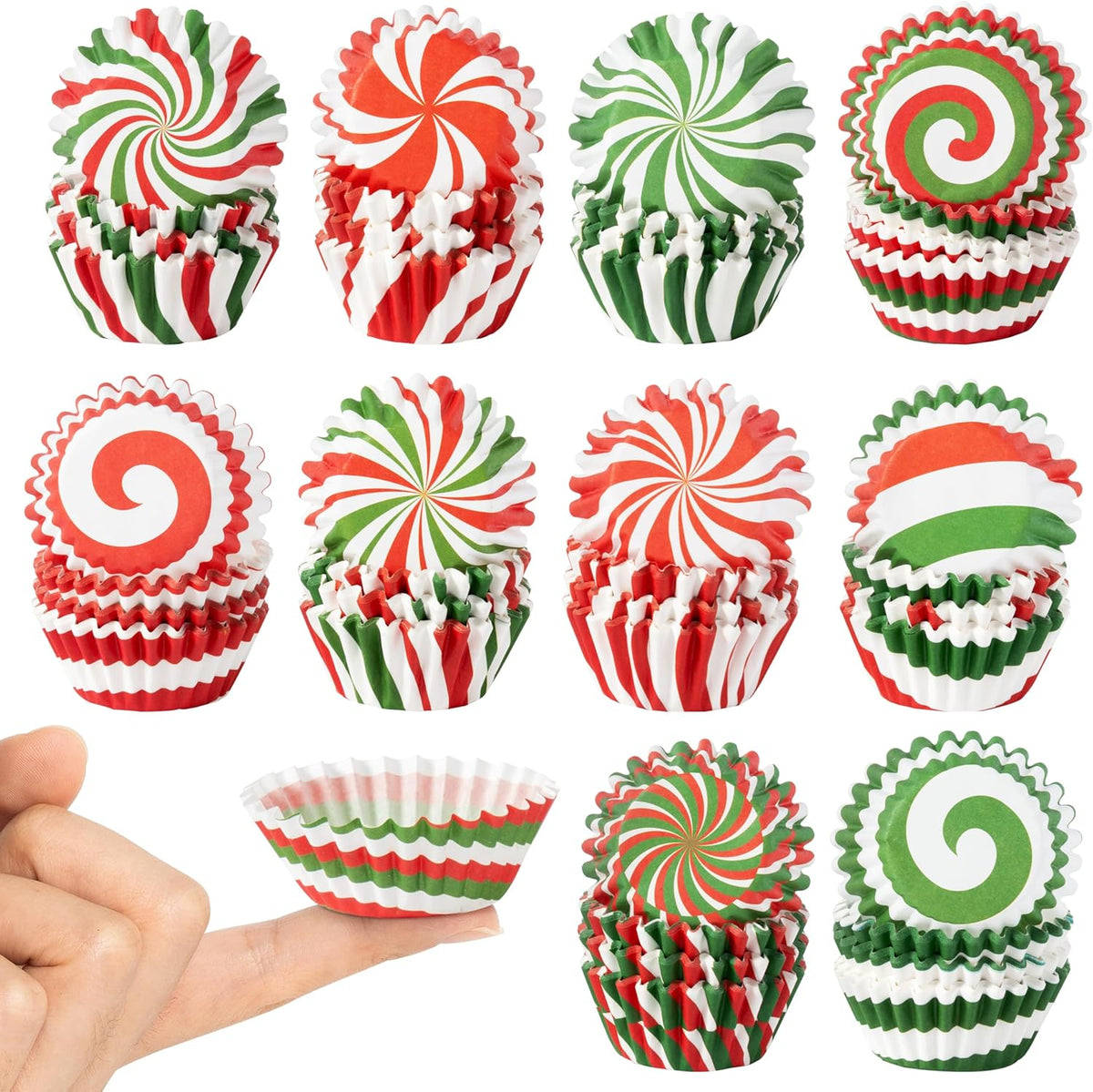 COcnny Christmas Mini Cupcake Liners - 600pcs Merry Christmas Candy Baking Cups Muffin Cupcakes