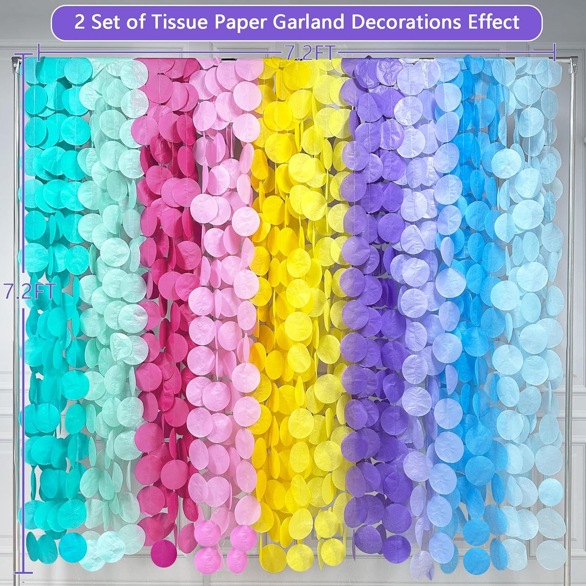 256Ft Pastel Party Decorations Big Circle Dot Backdrop Streamer Pastel Tissue Paper Polka Dots