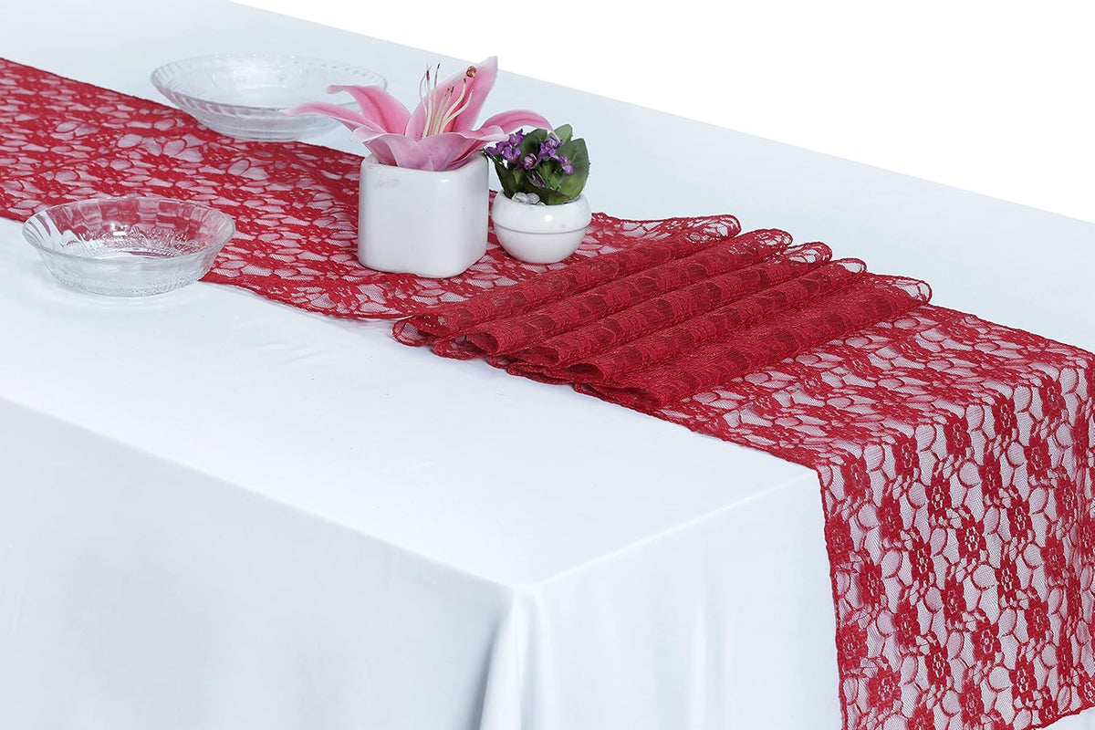 MDS Pack of 15 Wedding 12 x 108 inches Lace Table Runner for Wedding, Decorations for Birthday