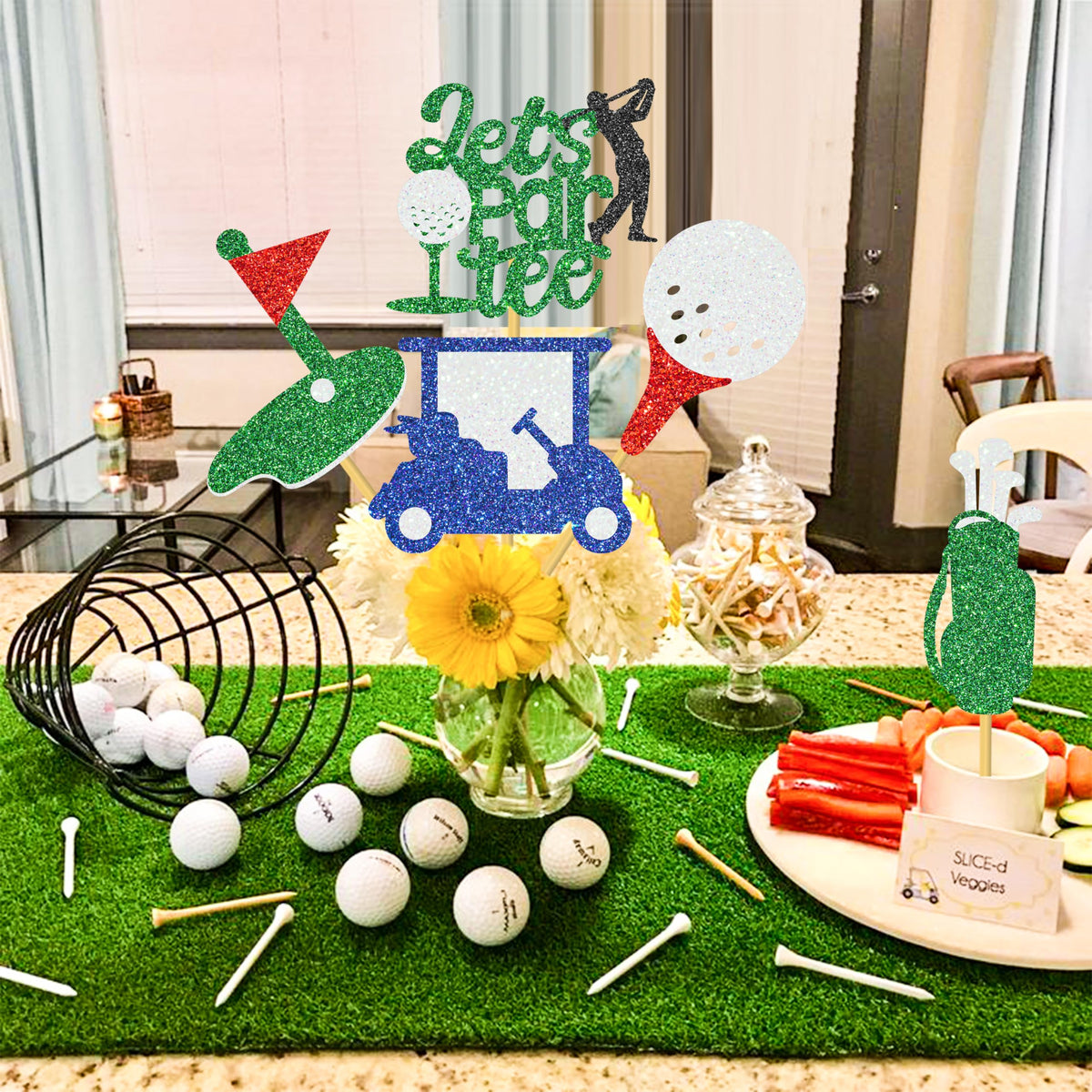 12Pcs Golf Party Centerpiece Sticks Glitter Golf Birthday Party Table Toppers Golf Centerpiece