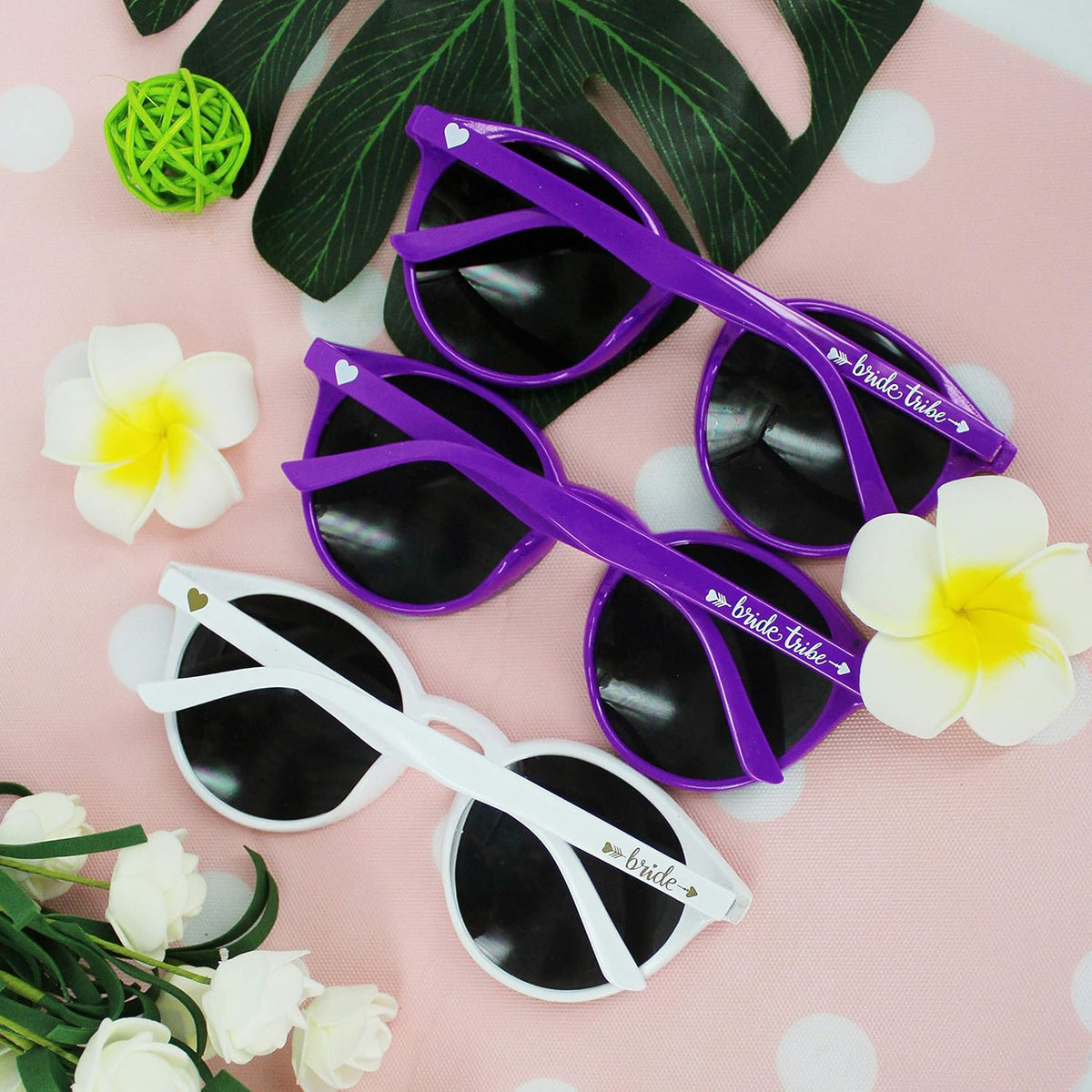 LADY&HOME Bachelorette Party Cat Eye Sunglasses - Bridesmaid & Bridal Shower Supplies, 10pcs Round
