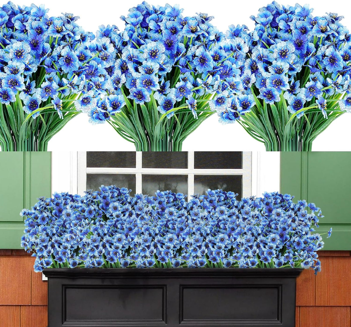 AmyHomie 20 Bundles Artificial Flowers for Outdoor UV Resistant Faux Flowers No Fade Fake Plastic