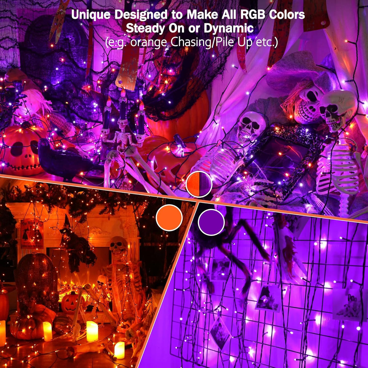 BrizLabs RGBW Christmas Lights, 98.5FT 300 LED Color Changing Halloween String Lights with Remote