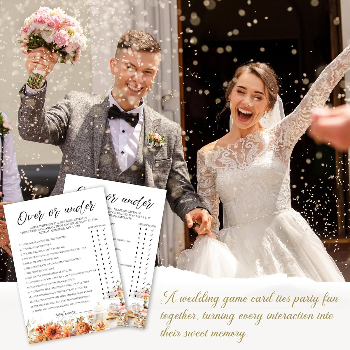 Fall Bridal Shower Games Cards, Over Or Under Wedding Bachelorette Party Games, Fall in Love Bridal