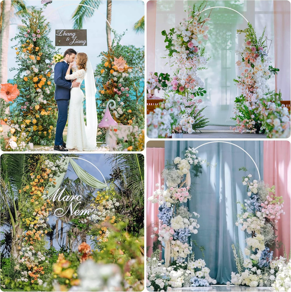 Wokceer Wedding Arch Backdrop Stand 8 FT Metal Arch Backdrop Stand for Wedding Ceremony Birthday