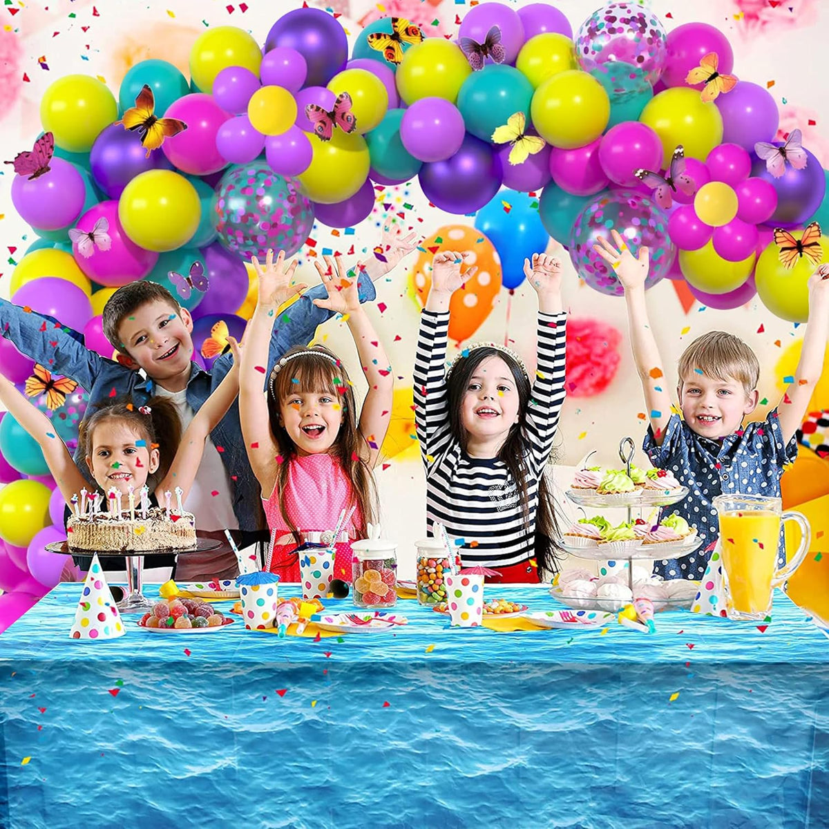 Togvu Pink Blue Purple Balloon, 60 Pcs 12 Inches Hot Pink Metallic Purple Teal Yellow Balloons