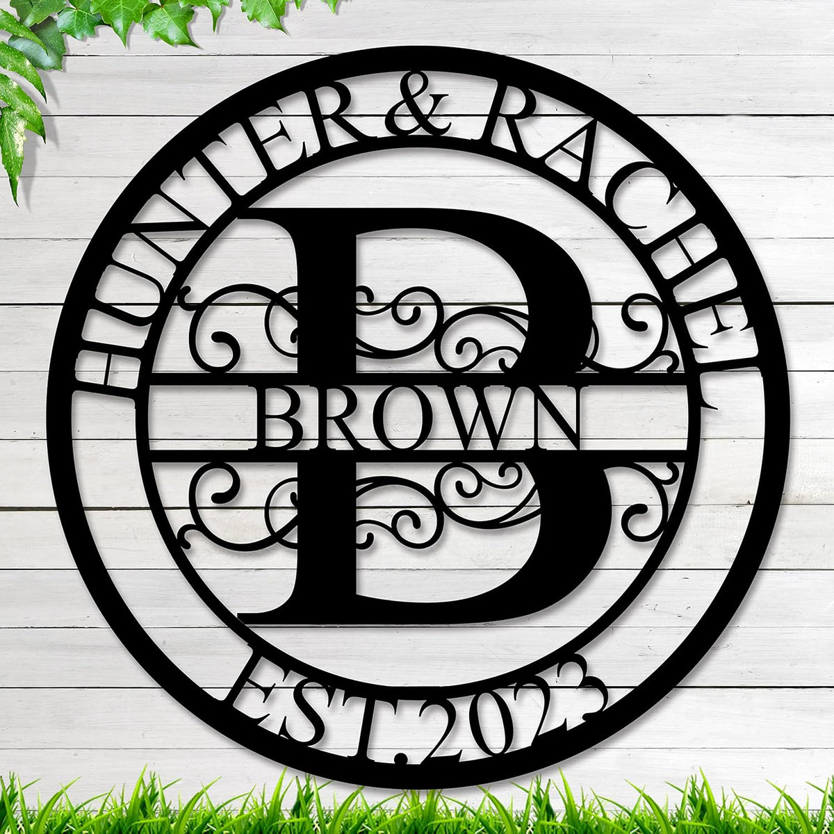 Custom Metal Sign - Family Name Sign - Personalized Metal Signs for Outdoor - Split Letter Monogram