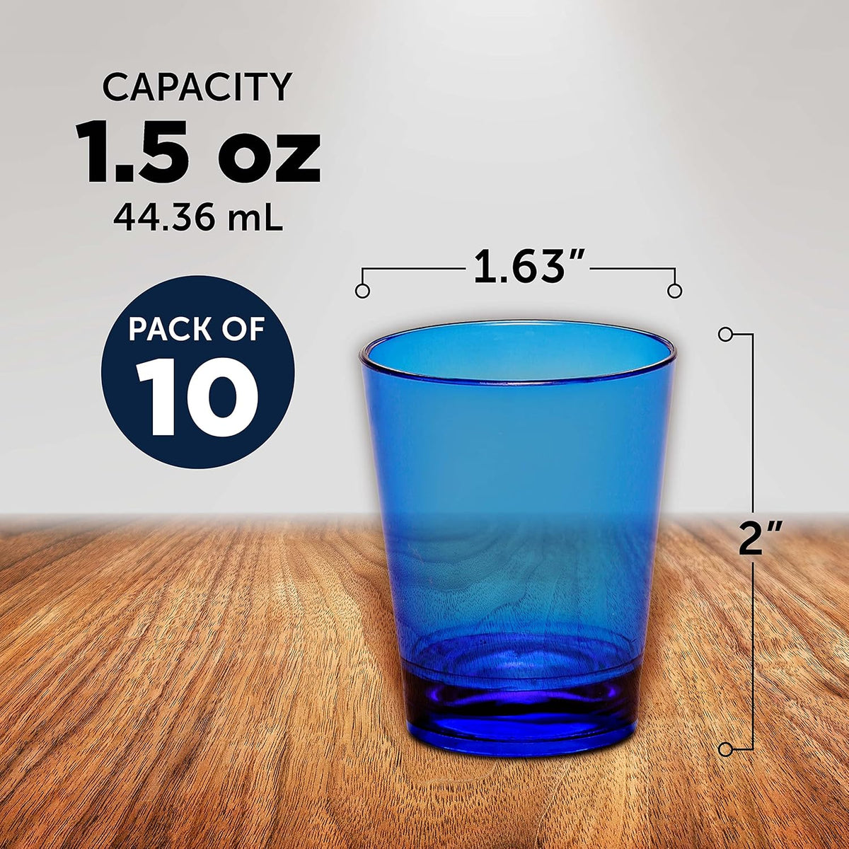 DISCOUNT PROMOS Translucent Plastic Shot Glasses 1.5 oz. Set of 10, Bulk Pack - Acrylic, Great for