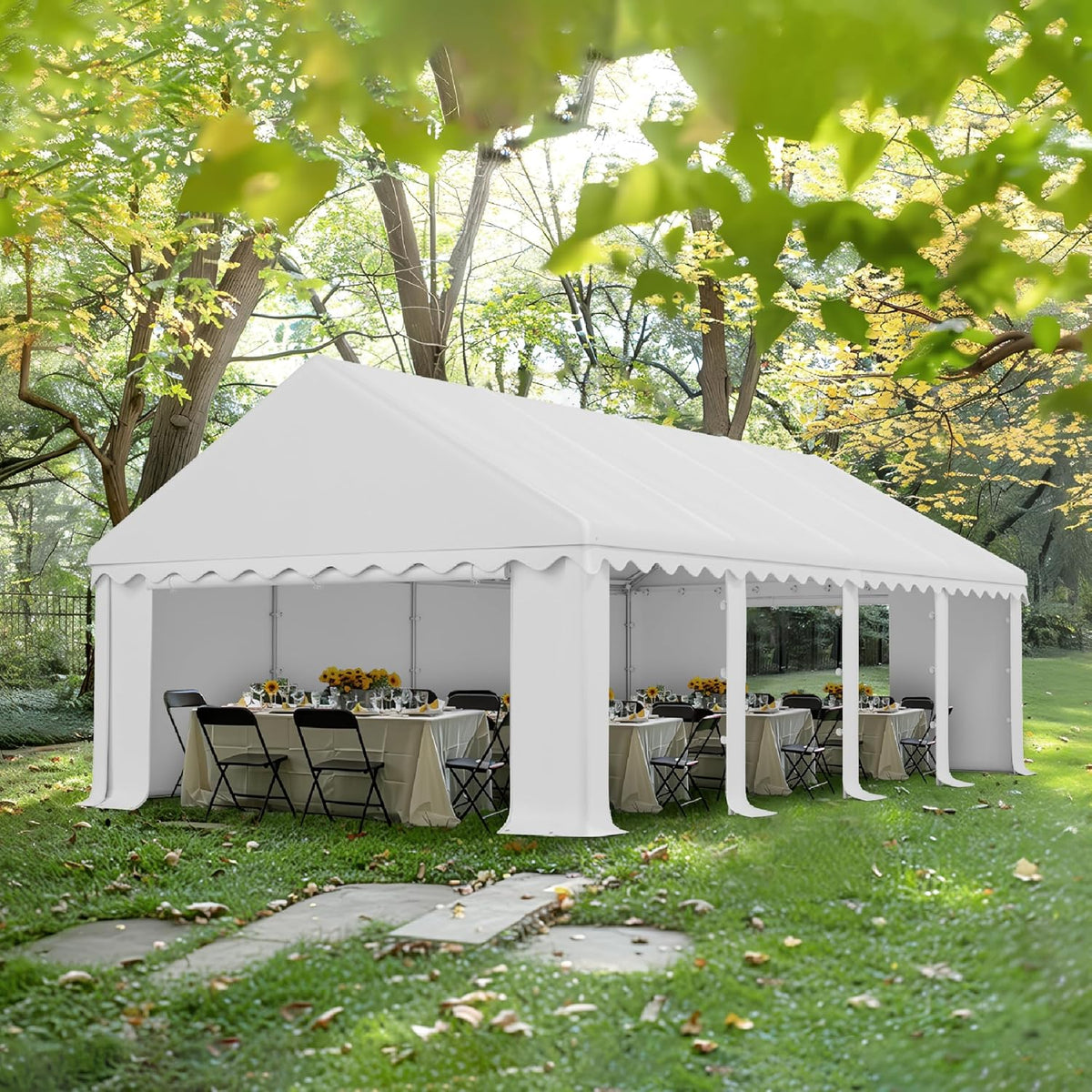 PHI VILLA 26'x16' Outdoor Heavy Duty Party Tent Large Commercial Canopy Wedding Event Shelter with