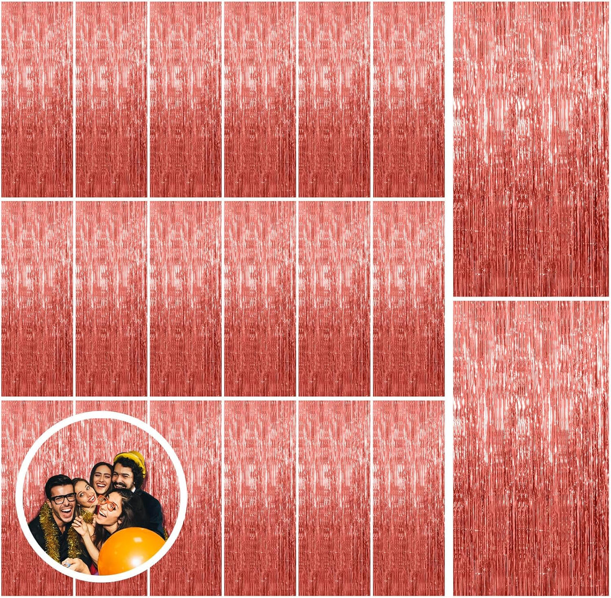 20 Pack Rose Gold Fringe Curtain Backdrop Birthday Bachelorette Party Decorations Metallic Tinsel