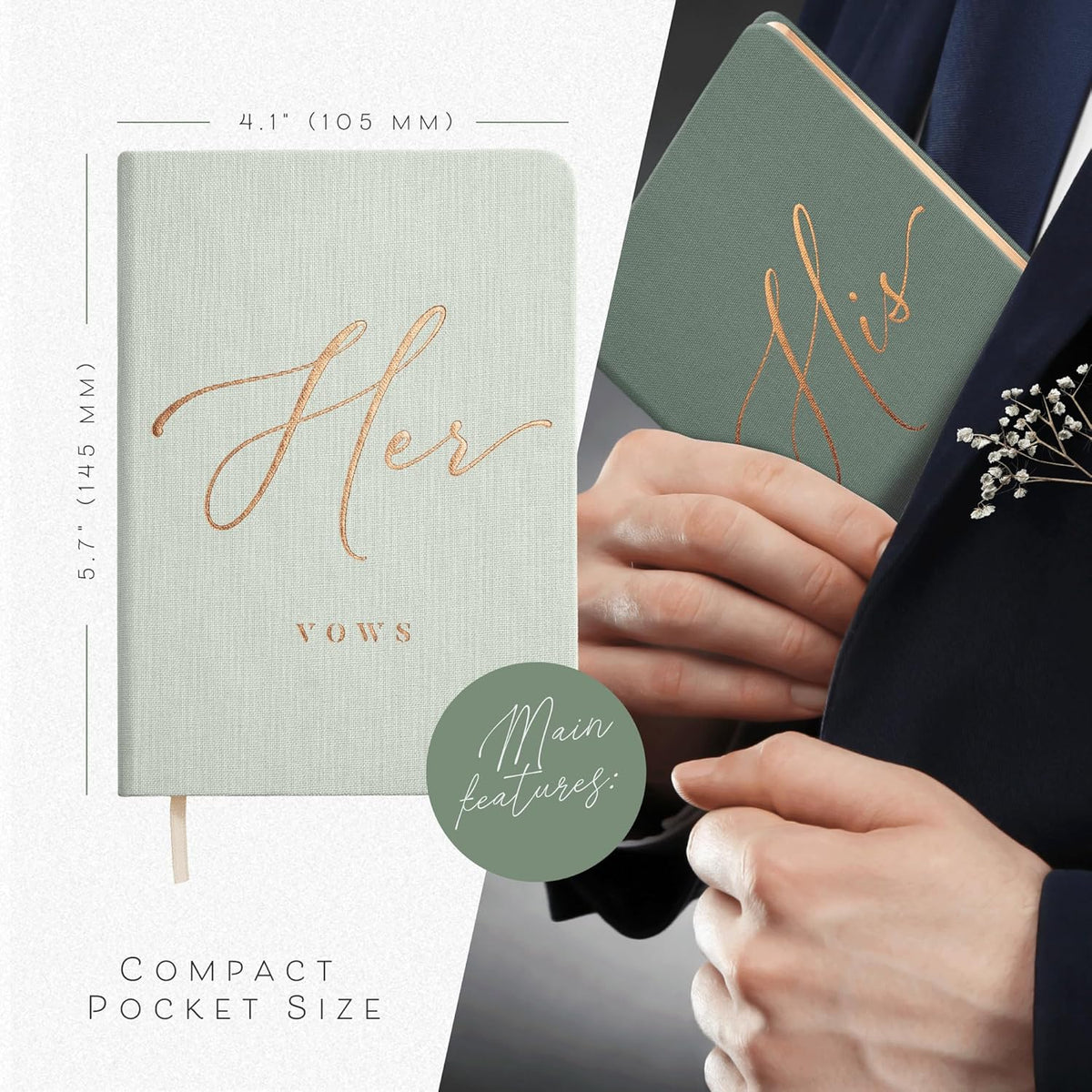Vow Books His and Hers - Linen Wedding Vow Books Perfect as Bride & Groom Gifts, Wedding Registry