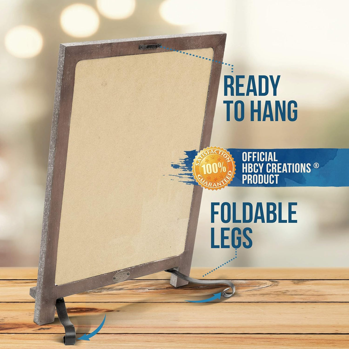HBCY Creations Rustic Weathered Wooden Tabletop Chalkboard with Legs/Vintage Wedding Table