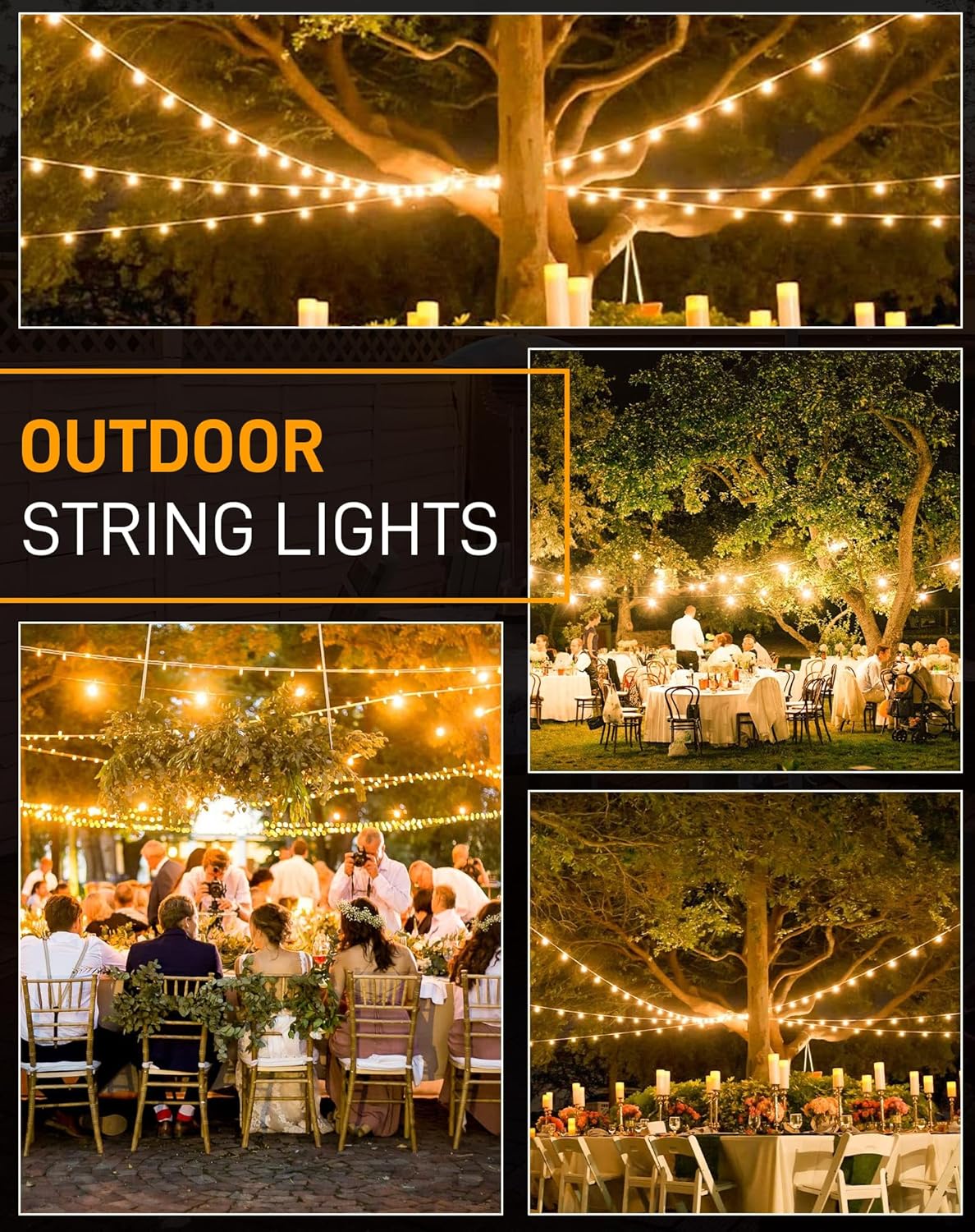 Outdoor String Lights Waterproof, 300FT Patio Lights with 146 Shatterproof ST38 Globe Bulbs(6